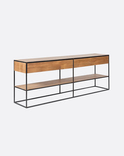 Biblioteca lemn solid tec, metal OneTwo Low