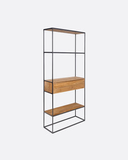 Biblioteca lemn solid tec, metal OneTwo