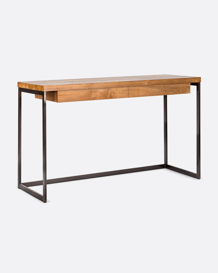 Birou lemn masiv teak metal, tHREE