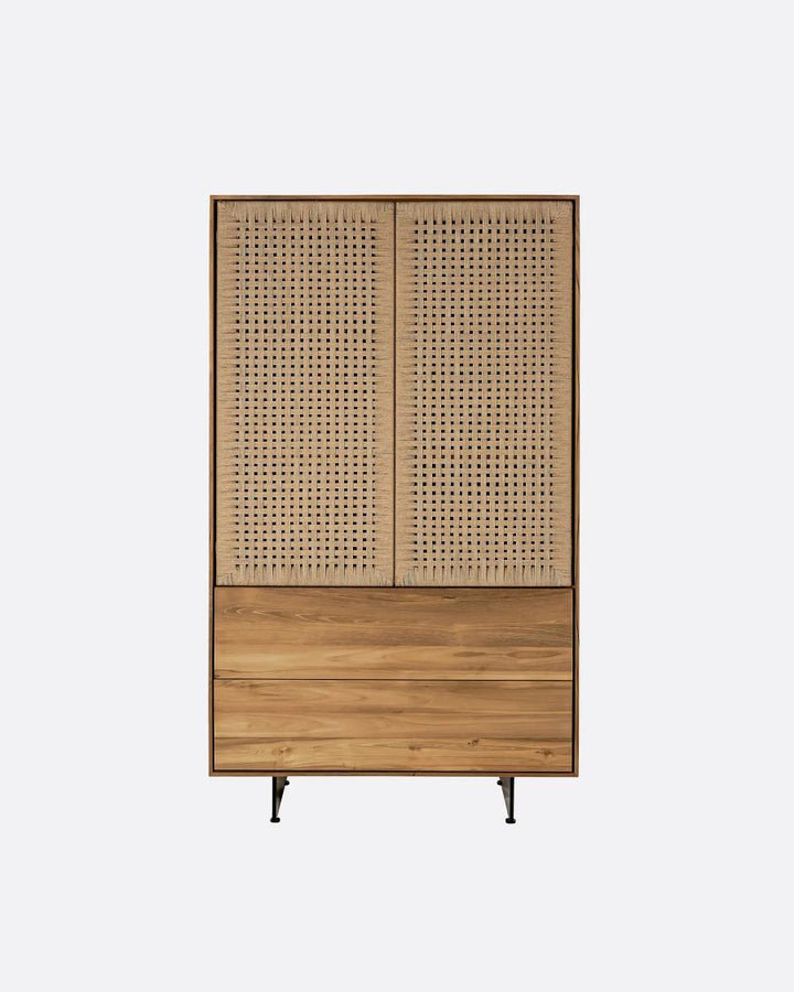 Comoda inalta, lemn solid tec, 4 usi Cora