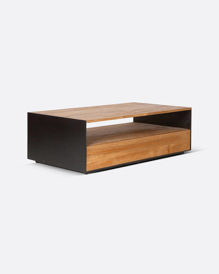 Masuta cafea lemn masiv tec, metal Geox
