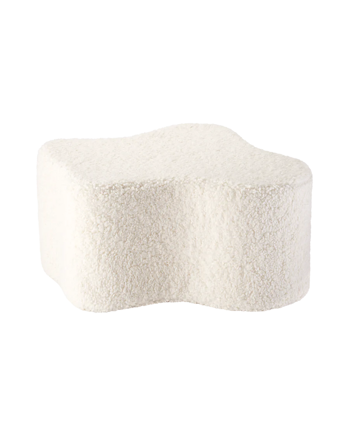 Puf tapitat blana artificiala, alb White Cream Cloud