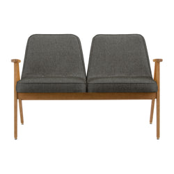 Canapea doua locuri, stofa gri si lemn, 366 Concept