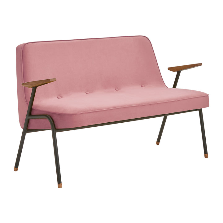 Canapea catifea roz, metal si lemn, 366 Concept