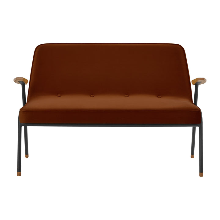 Canapea catifea rosu caramiziu, metal si lemn, 366 Concept