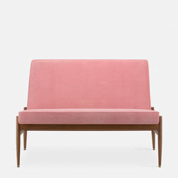 Canapea catifea roz si lemn, Fox Club